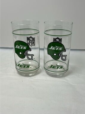 New York Jets Glass Tumbler Set of 2 - Official NFL Team Glasses in Green